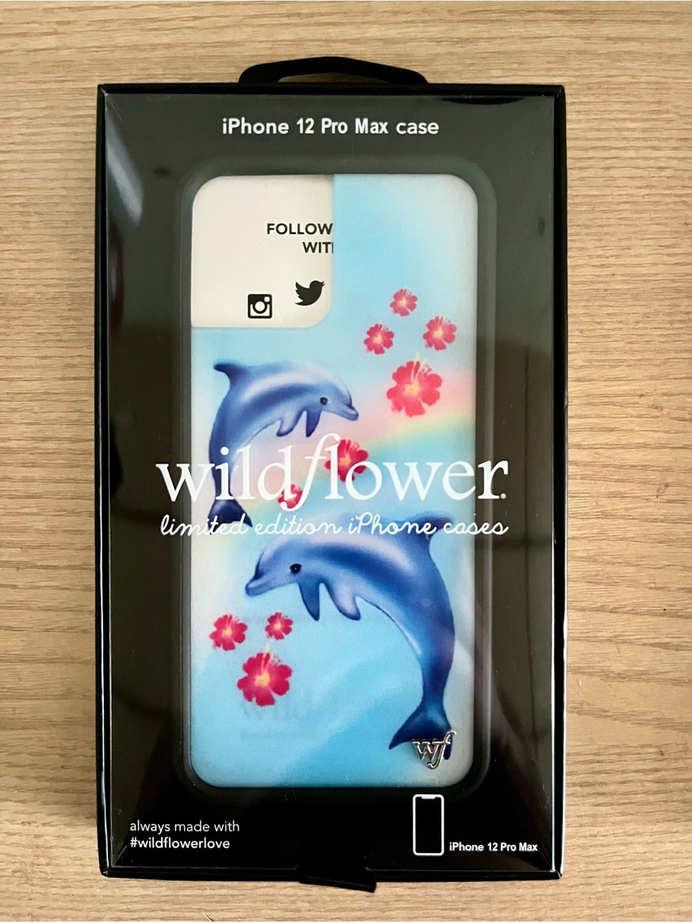 Wildflowers iPhone 12 Pro Max Case - Blue Dolphin with Pink Floral Accents